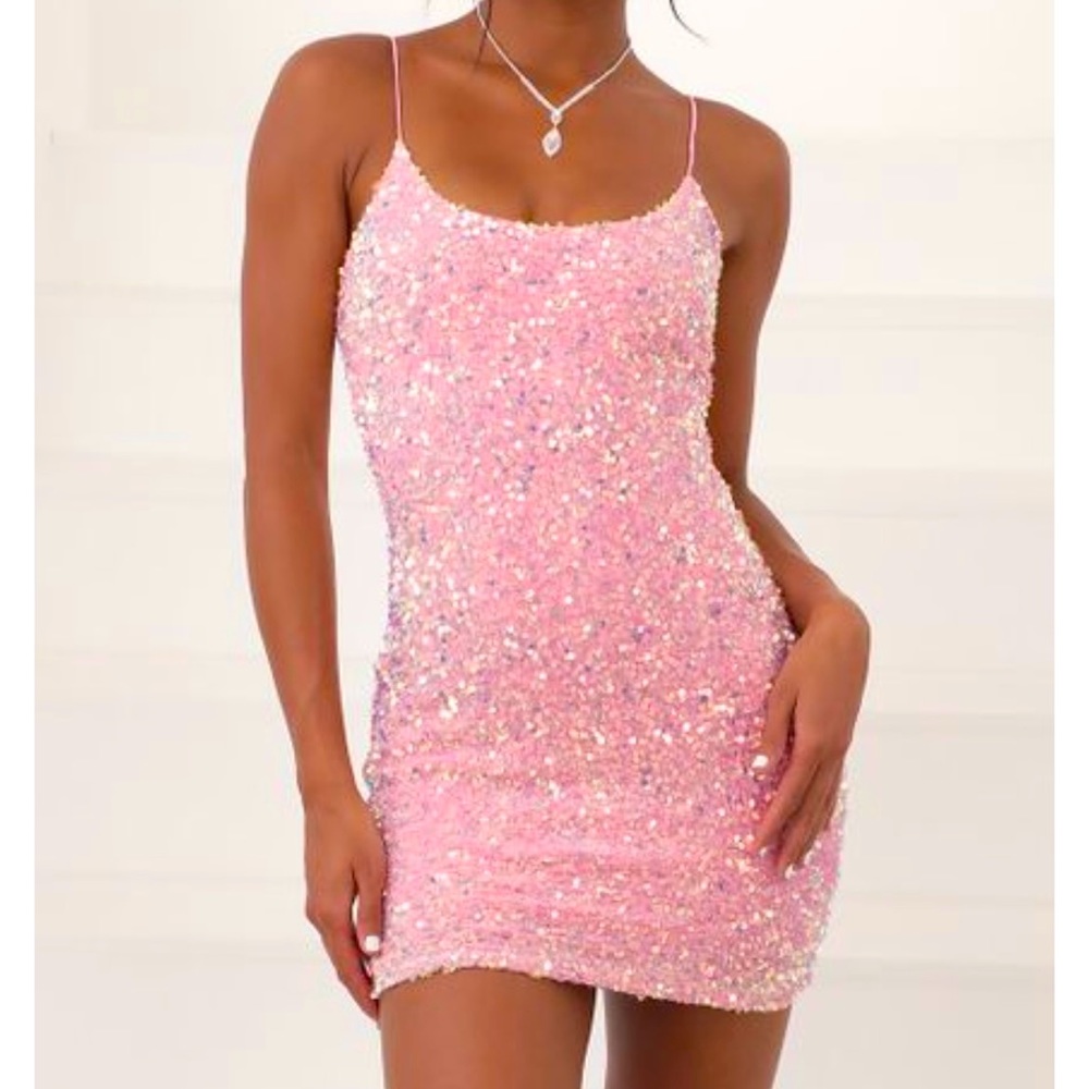 Sequin Bodycon Dress in Pink